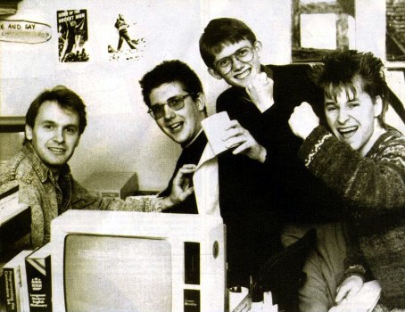 Zzap!64 group pic May 1988 (Steve Jarratt, Gordon Houghton, Paul Glancey and Julian Rignall)